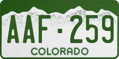 CO license plate AAF259