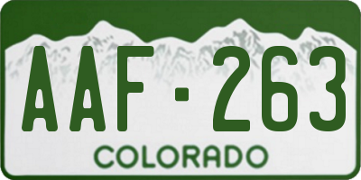 CO license plate AAF263