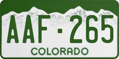CO license plate AAF265
