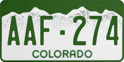 CO license plate AAF274