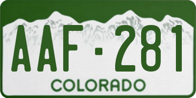 CO license plate AAF281