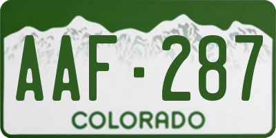 CO license plate AAF287