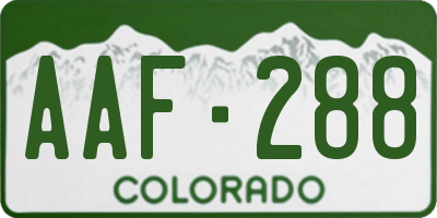 CO license plate AAF288
