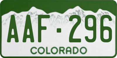 CO license plate AAF296