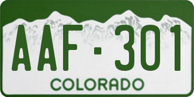 CO license plate AAF301