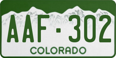 CO license plate AAF302