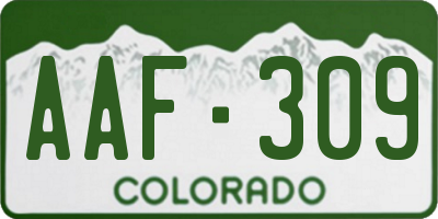 CO license plate AAF309