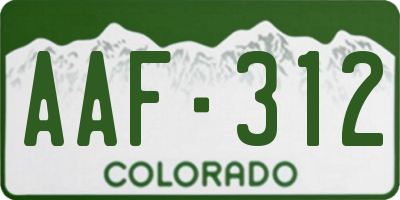 CO license plate AAF312