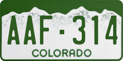 CO license plate AAF314