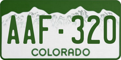 CO license plate AAF320