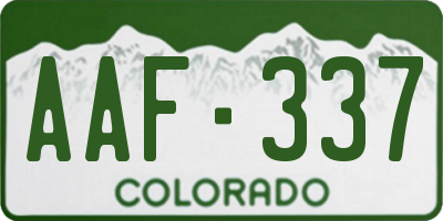 CO license plate AAF337
