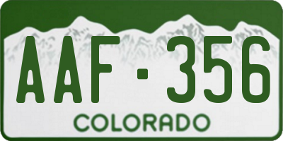 CO license plate AAF356