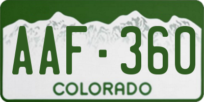CO license plate AAF360