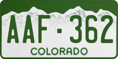 CO license plate AAF362
