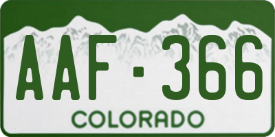 CO license plate AAF366