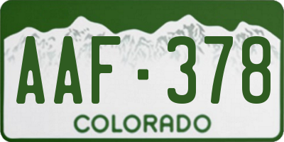 CO license plate AAF378