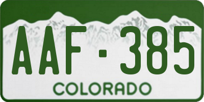 CO license plate AAF385