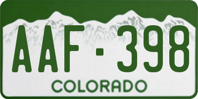 CO license plate AAF398