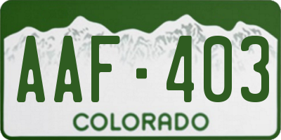 CO license plate AAF403