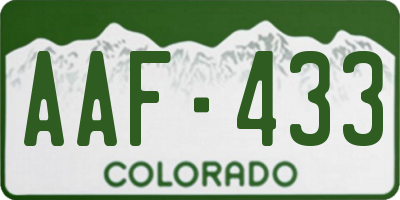 CO license plate AAF433