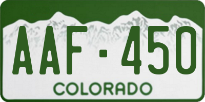 CO license plate AAF450