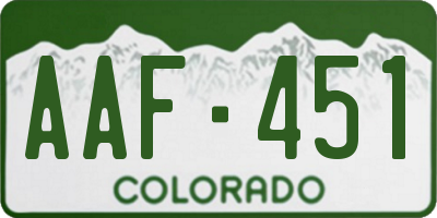 CO license plate AAF451