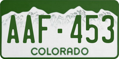 CO license plate AAF453