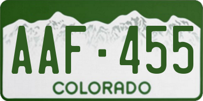 CO license plate AAF455