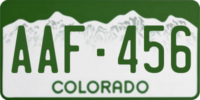 CO license plate AAF456