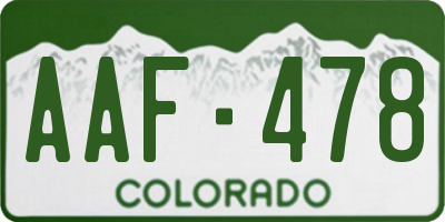 CO license plate AAF478