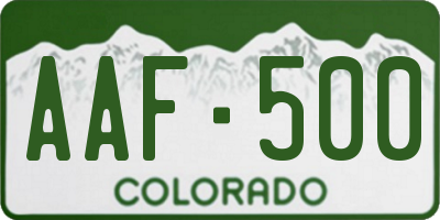 CO license plate AAF500