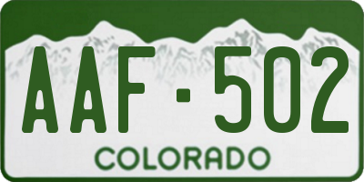 CO license plate AAF502