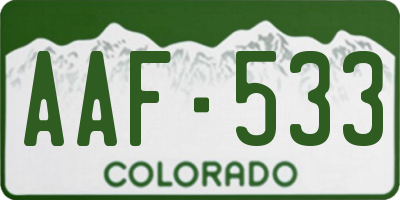 CO license plate AAF533