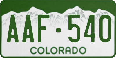 CO license plate AAF540