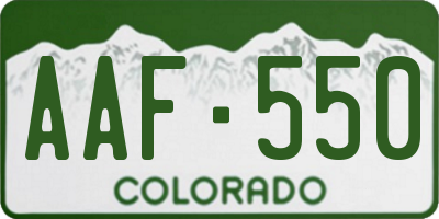 CO license plate AAF550