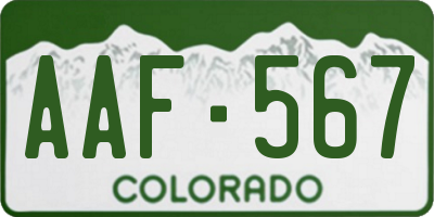 CO license plate AAF567