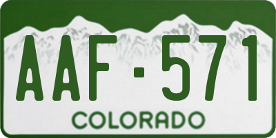 CO license plate AAF571