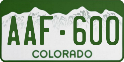 CO license plate AAF600