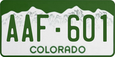 CO license plate AAF601