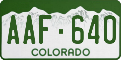 CO license plate AAF640