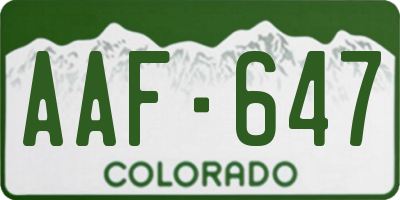 CO license plate AAF647