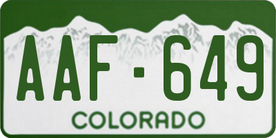 CO license plate AAF649