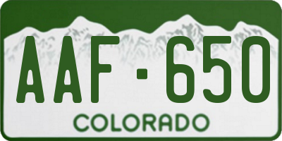 CO license plate AAF650