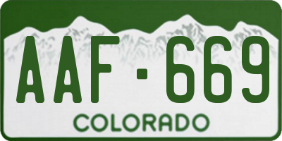 CO license plate AAF669