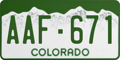CO license plate AAF671