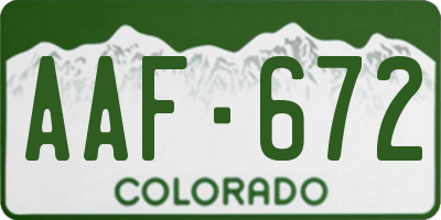 CO license plate AAF672