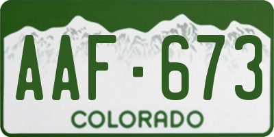 CO license plate AAF673