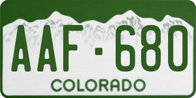 CO license plate AAF680