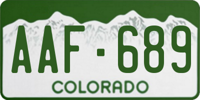 CO license plate AAF689