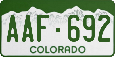 CO license plate AAF692